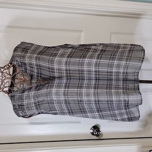 Loft Split Neck Gray and Black Sleeveless Top Women's Size XL